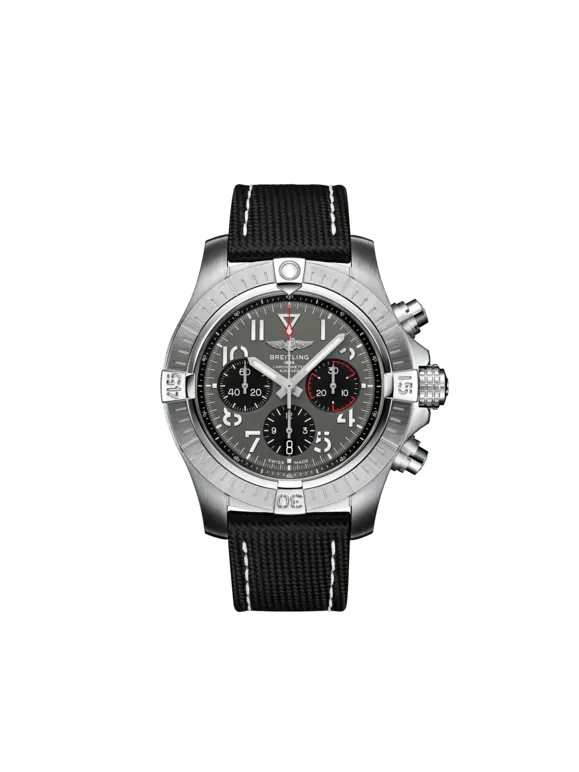 Breitling Avenger Stainless Steel 45 MM - Black Calfskin Strap  - Gray Dial - AB01821A1B1X1