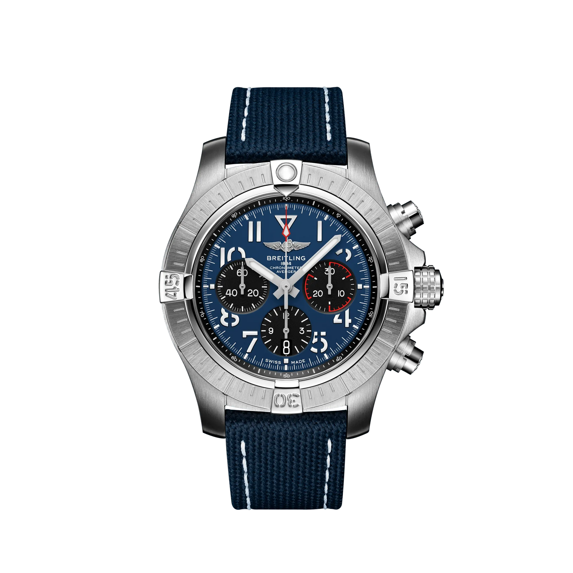 Breitling Avenger Stainless Steel 45 MM - Blue Calfskin Strap  - Blue Dial - AB01821A1C1X1