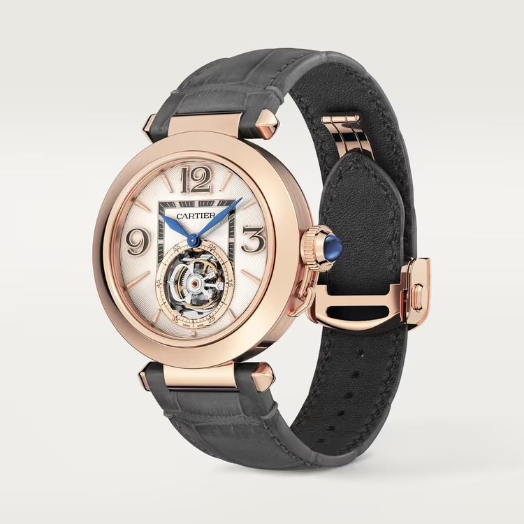 Cartier Pasha de Cartier Rose gold 41 MM - Dark Gray Alligator Strap - White Tourbillon Dial - WHPA0010