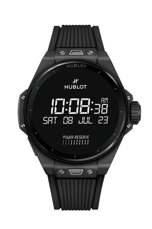 Hublot Big Bang E Gen3 Black Magic 44 MM - Striped Structured Black Rubber Straps -  Black Ceramic Digital Dial - 450.CI.1100.RX