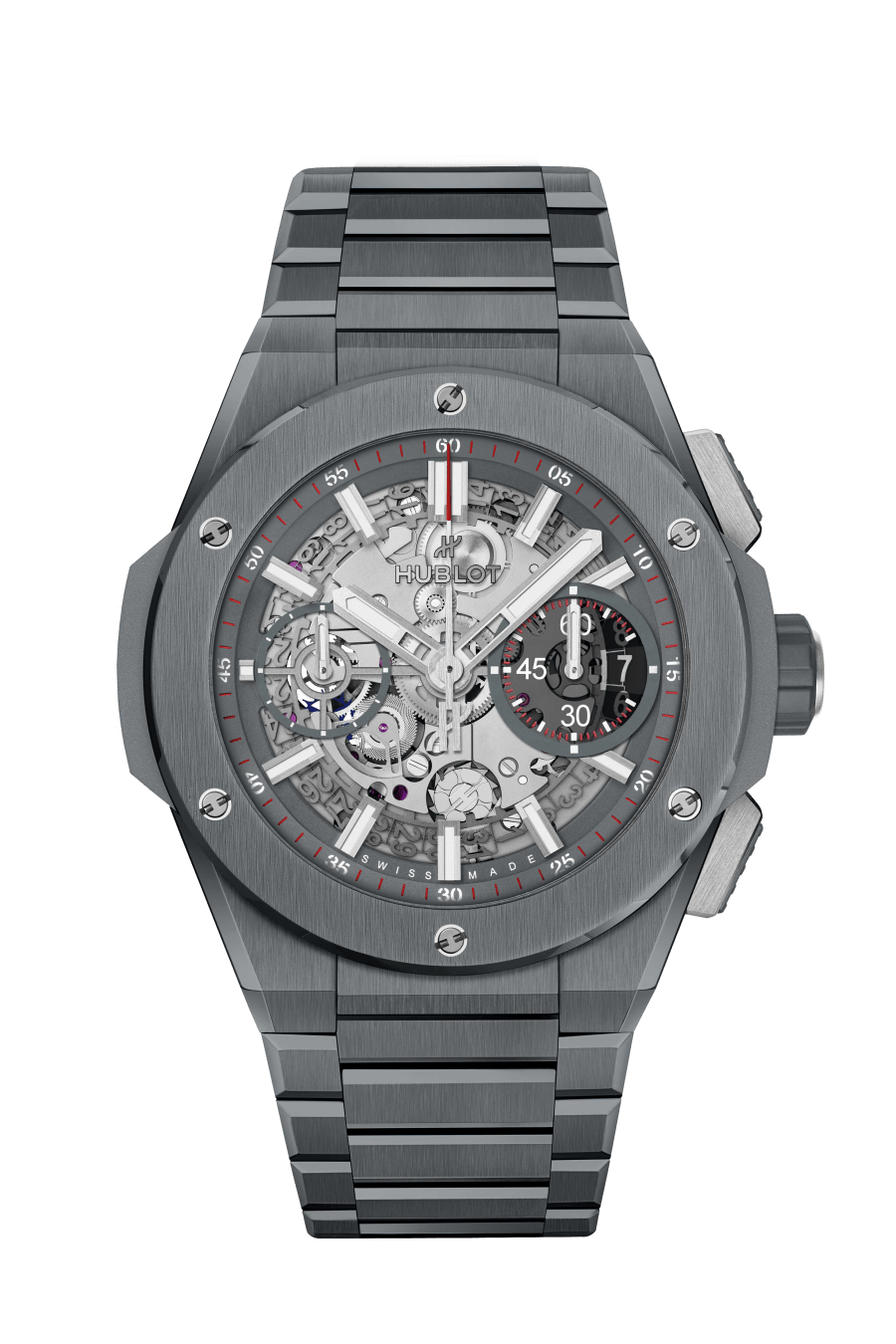 Hublot Big Bang Integrated Gray Ceramic 42 MM - Gray Ceramic Bracelet - Matte Gray Skeleton Dial - 451.FX.6923.FX