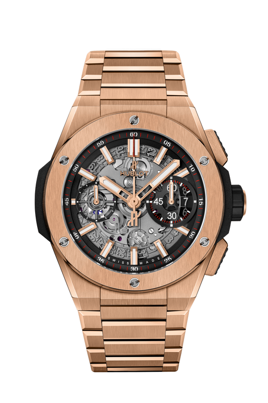 Hublot Big Bang Integrated King Gold 42 MM - King Gold Bracelet - Matte Black Skeleton Dial - 451.OX.1180.OX