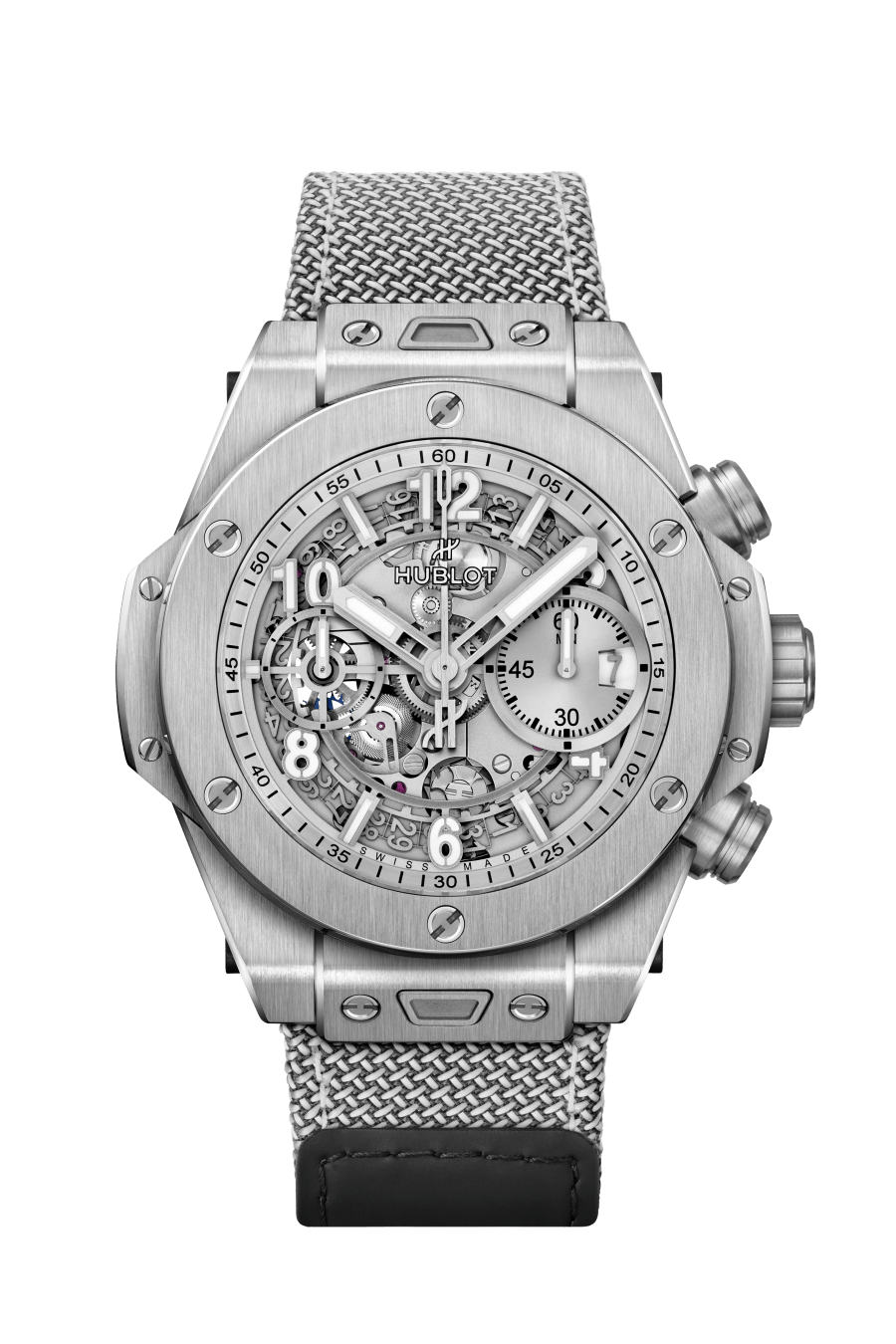 Hublot Big Bang Unico Essential Grey 42 MM - Gray Velcro Strap - Rhodium Plated Dial - 441.NX.4210.RX.HEC22