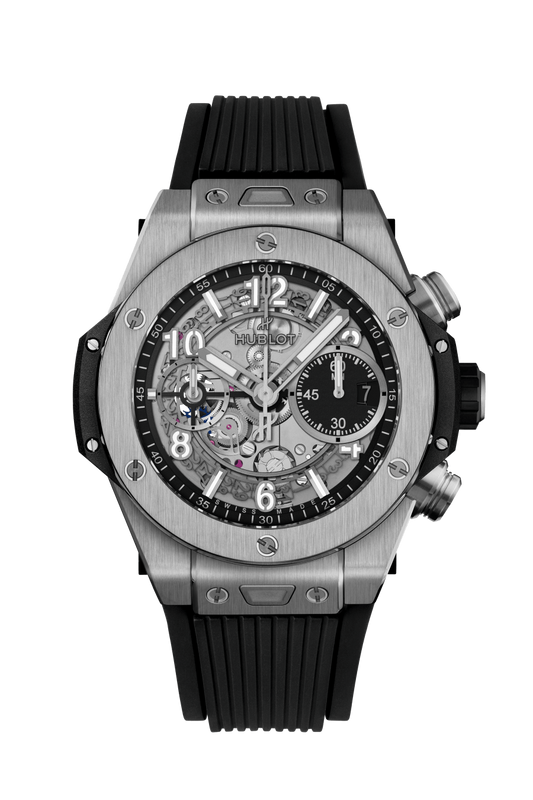 Hublot Big Bang Unico Titanium 42 MM - Striped Black Rubber Strap - Matte Black Skeleton Dial - 441.NX.1171.RX