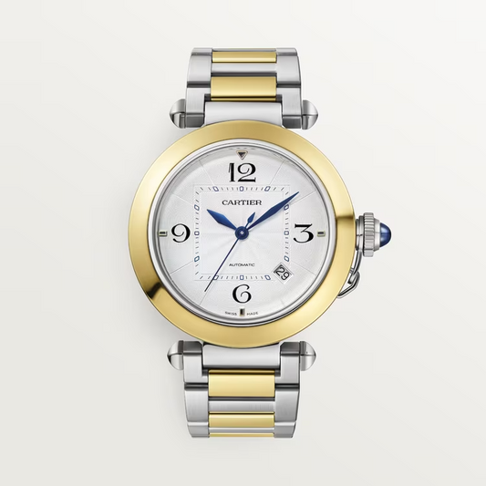 Cartier Pasha de Cartier Yellow Gold and Steel 41 MM - Yellow Gold and Steel Bracelet - Silver Flinqué Dial - W2PA0009