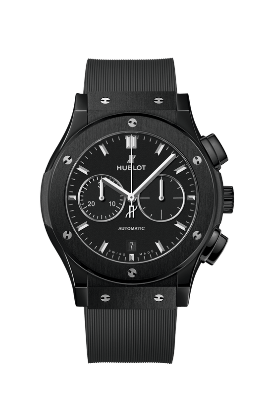 Hublot Classic Fusion Chronograph Black Magic 42 MM - Black Rubber Strap - Matte Black Dial - 541.CM.1171.RX