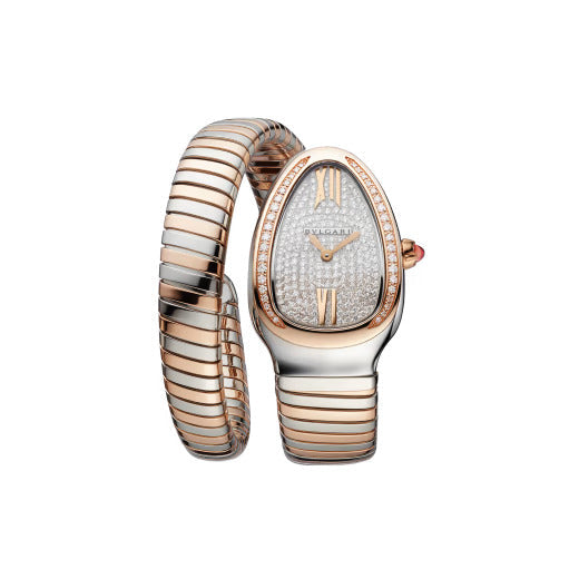 Bvlgari Serpenti Tubogas - 35 MM - Steel and Rose Gold - Pavé Dial - 103150