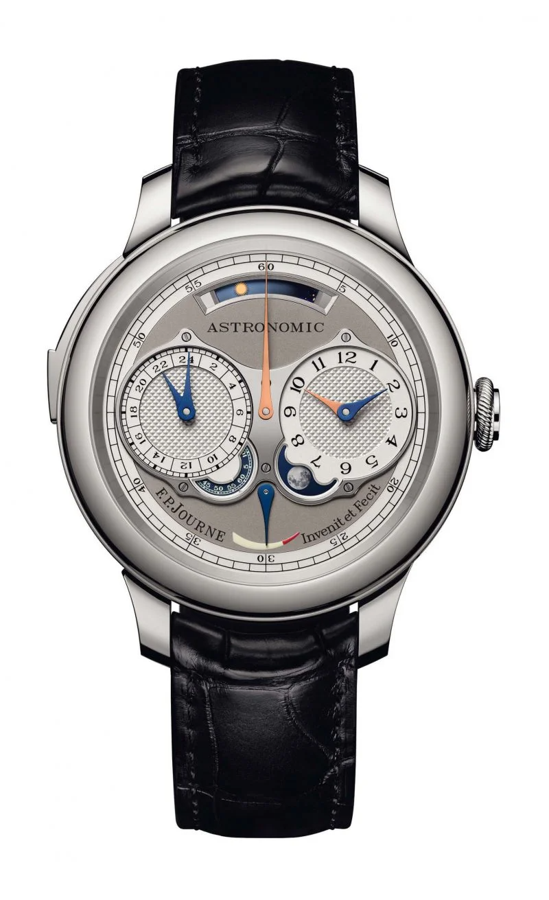 F.P. Journe Classique Astronomic Souveraine Stainless Steel 44 MM - Black Leather Strap - Silver Dial - Astronomic Souveraine