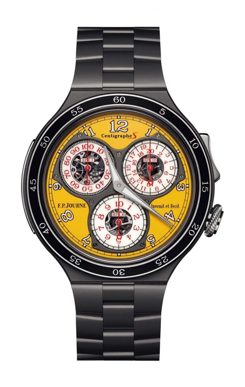 F.P. Journe Linesport Centigraphe Titanium 44 MM - Titanium Bracelet - Yellow Dial - Centigraphe