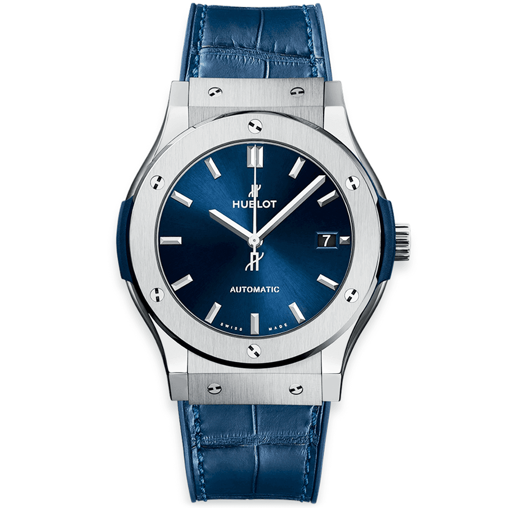 Hublot Classic Fusion Titanium  42 MM - Blue Leather Strap  - Blue Dial - 542.NX.7170.LR