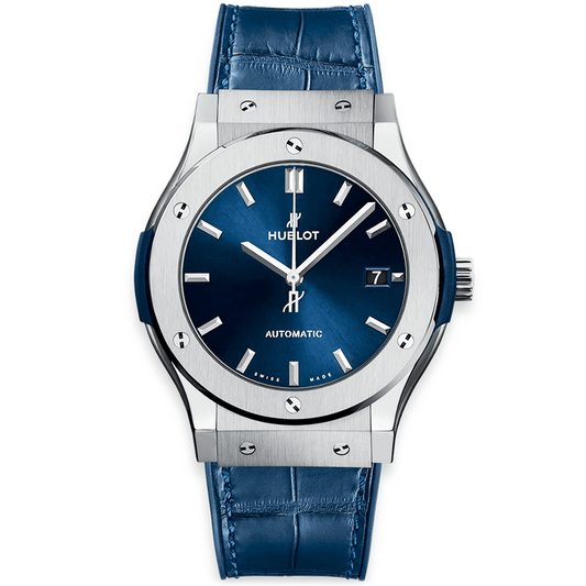 Hublot Classic Fusion Titanium  42 MM - Blue Leather Strap  - Blue Dial - 542.NX.7170.LR
