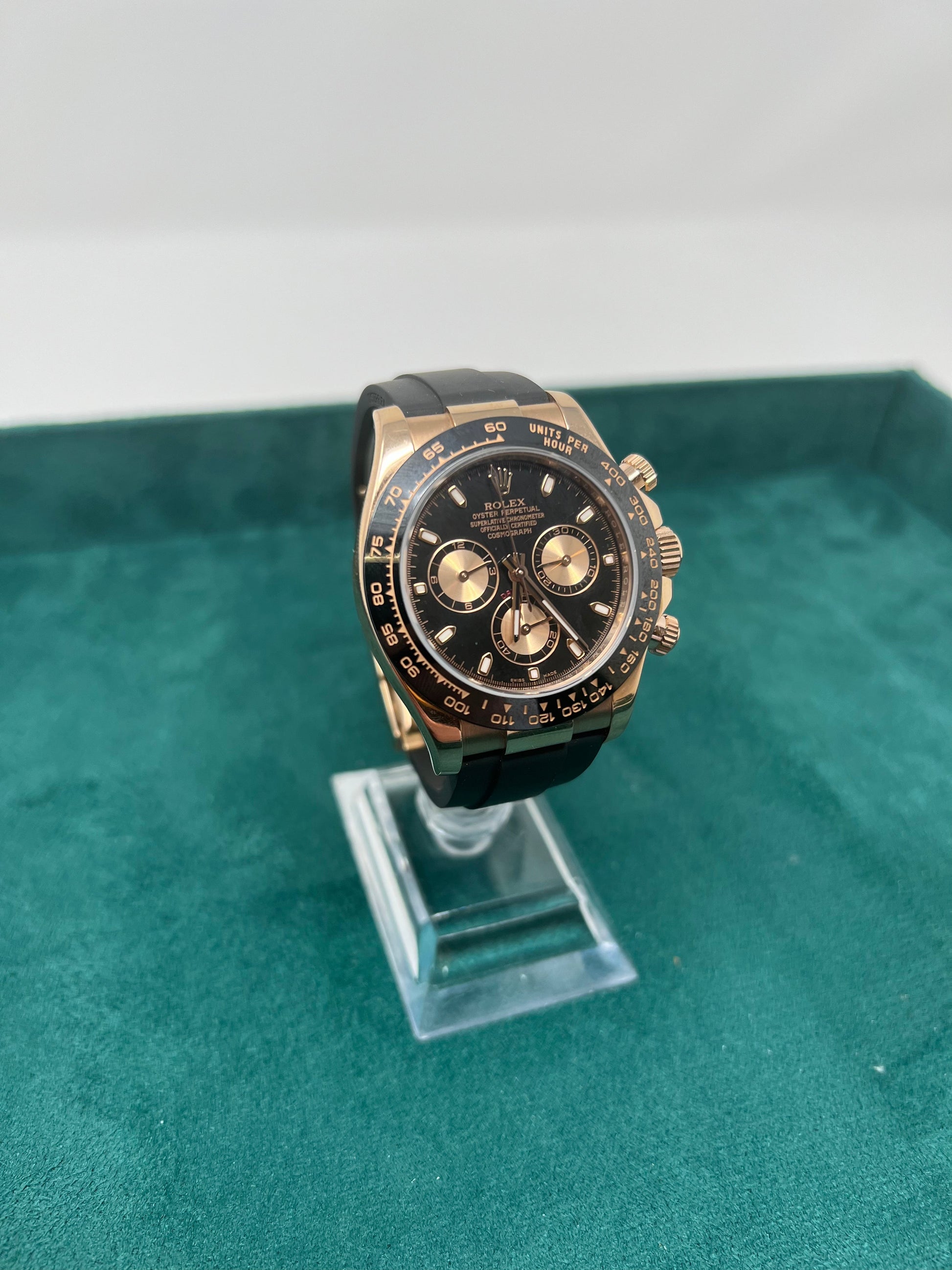 Rolex Everose Gold Daytona Watch - 40 MM - Oysterflex Strap - Black Dial - 116515LN bkpof