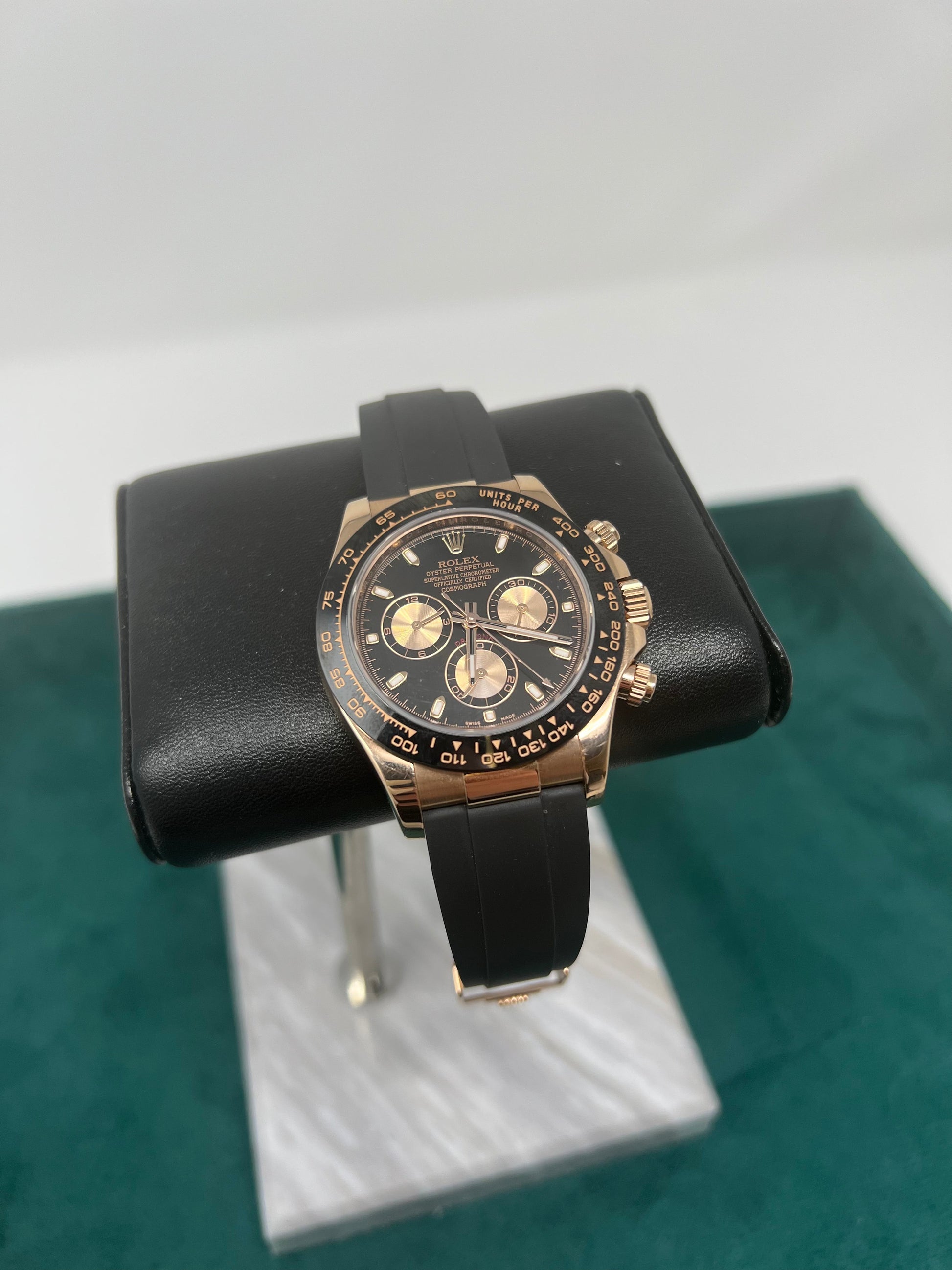 Rolex Everose Gold Daytona Watch - 40 MM - Oysterflex Strap - Black Dial - 116515LN bkpof