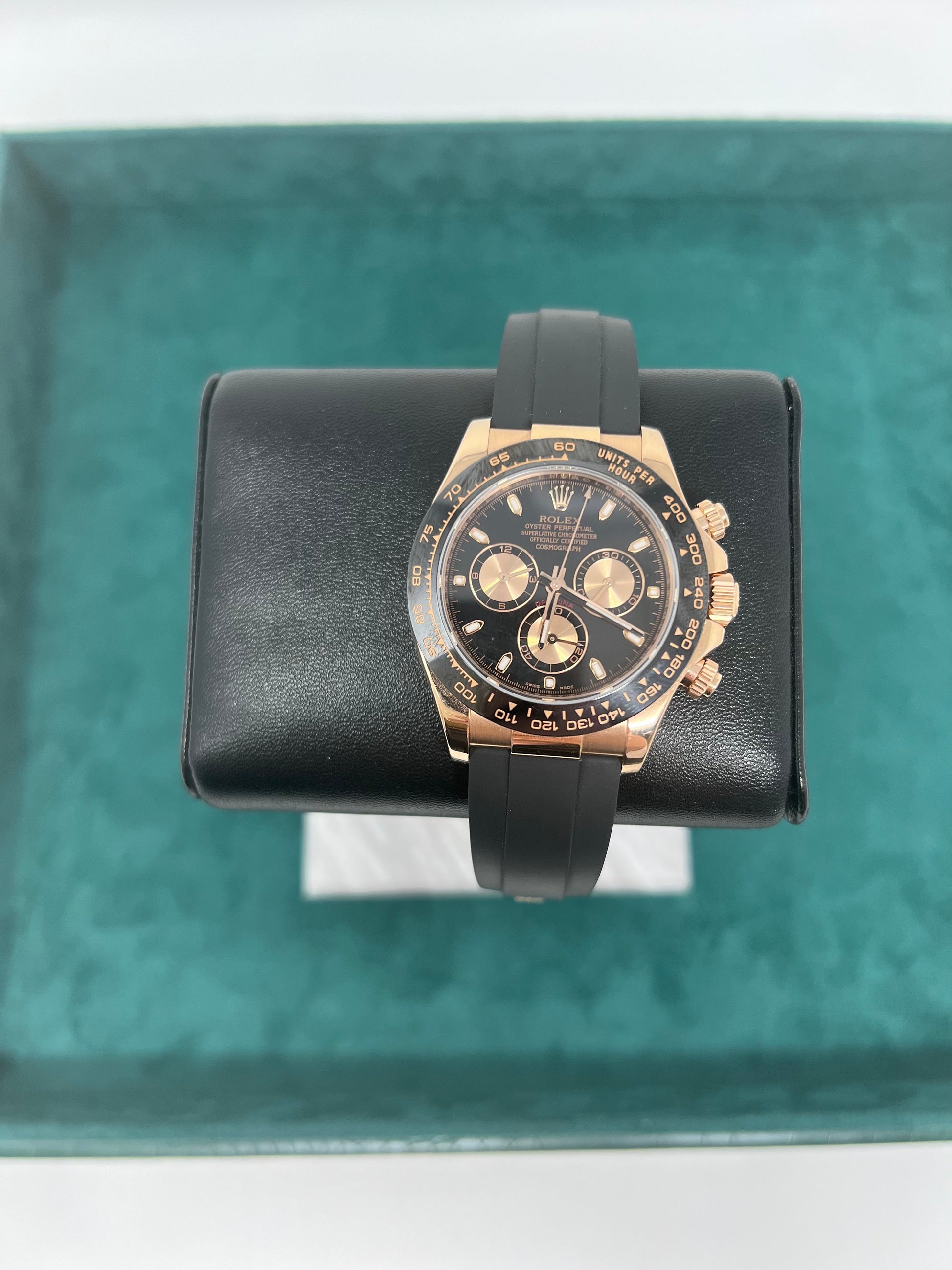 Rolex Everose Gold Daytona Watch - 40 MM - Oysterflex Strap - Black Dial - 116515LN bkpof