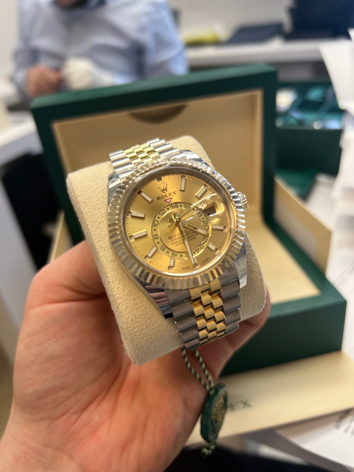 Rolex Stainless Steel & Yellow Gold Sky Dweller Watch - 42 MM - Jubilee Bracelet - Yellow Dial - 326933 chij