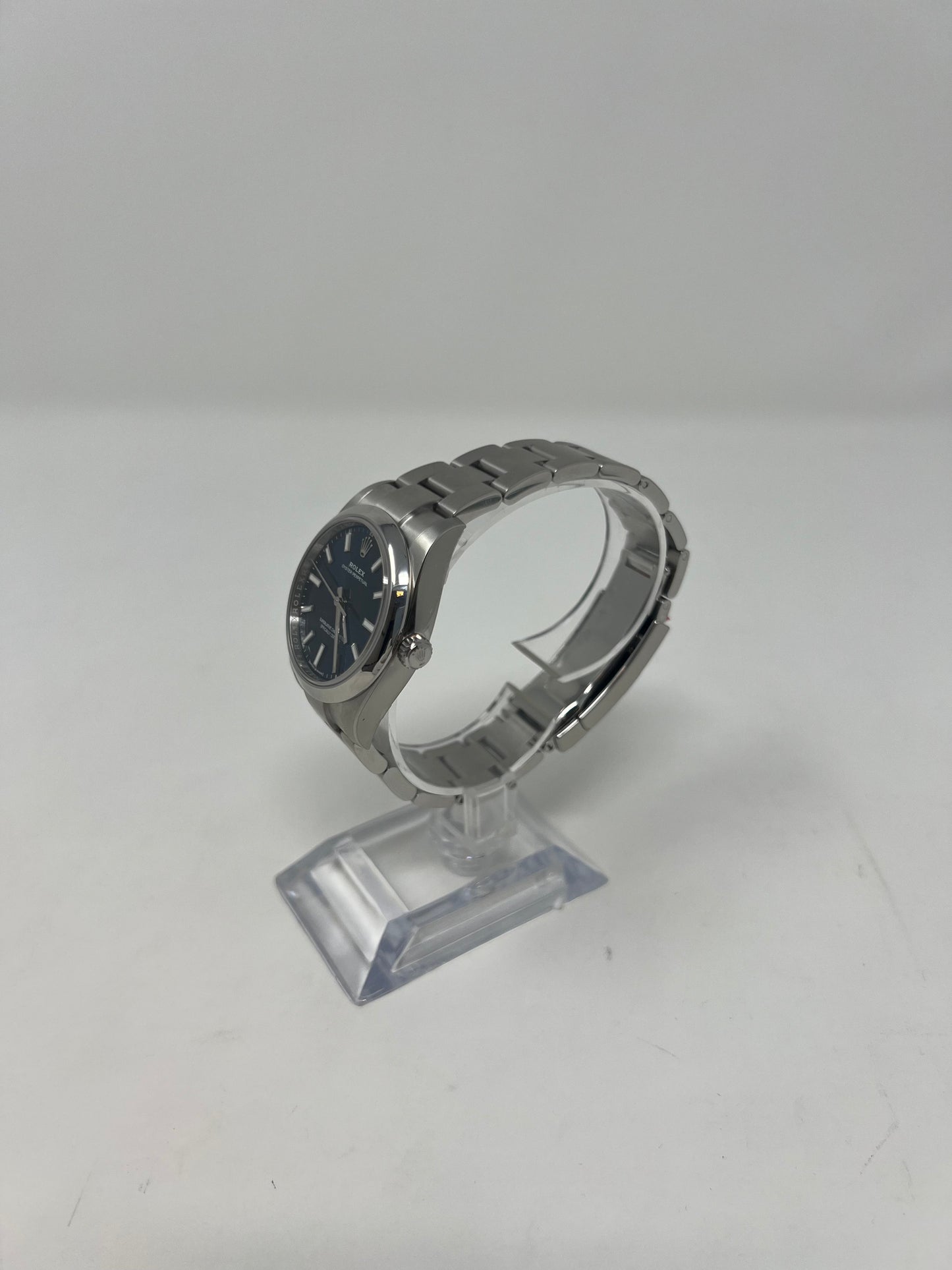 Rolex Stainless Steel Oyster Perpetual no date Watch - 34 MM - Oyster Bracelet - Blue Dial - 124200 bluio