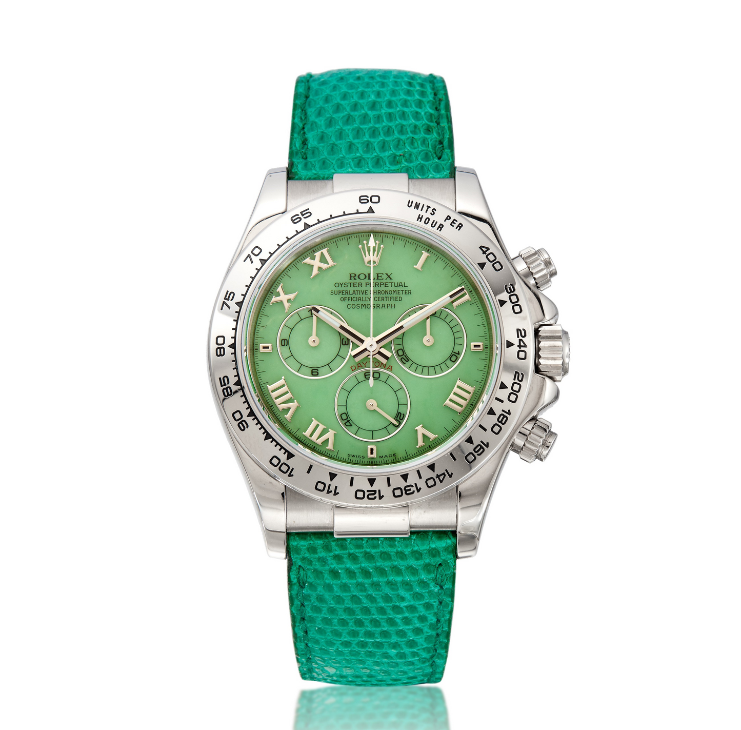 Rolex White Gold Daytona Beach Collection - 40 MM -  Green Leather Strap - Green Dial - 116519LN Green