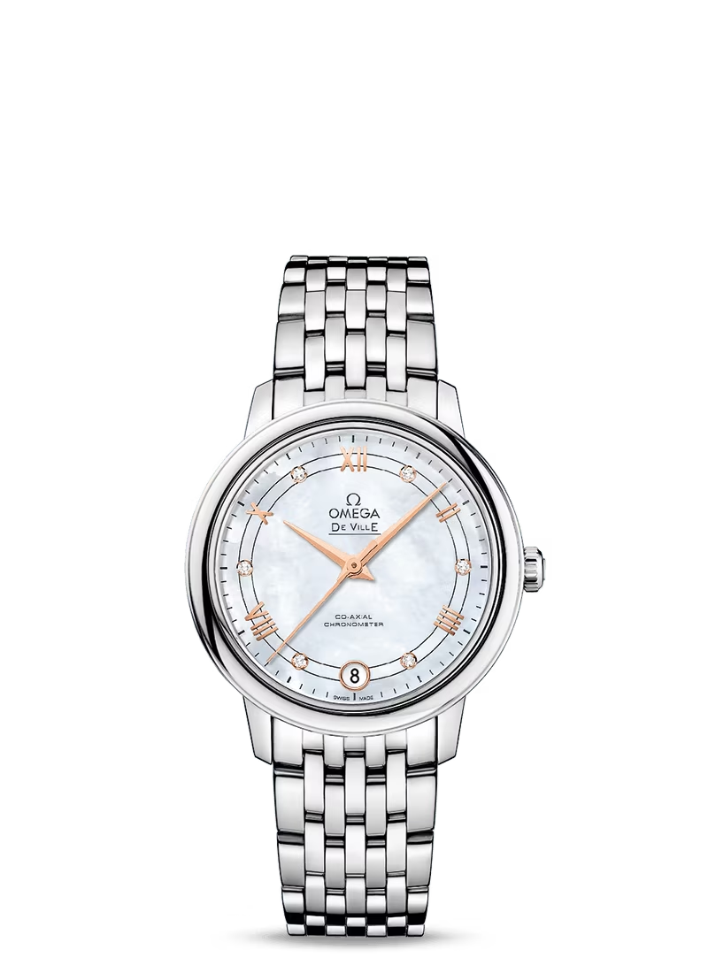 Omega De Ville Stainless Steel 32.7 MM - Stainless Steel Bracelet - Mother-Of-Pearl Diamond Dial - 424.10.33.20.55.002