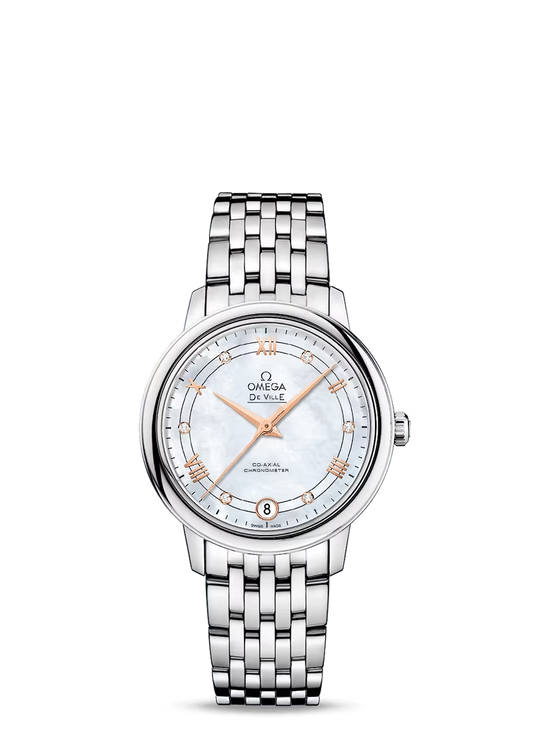 Omega De Ville Stainless Steel 32.7 MM - Stainless Steel Bracelet - Mother-Of-Pearl Diamond Dial - 424.10.33.20.55.002