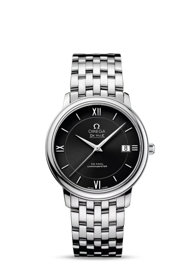 Omega De Ville Stainless Steel 36.8 MM - Stainless Steel Bracelet - Black Dial - 424.10.37.20.01.001