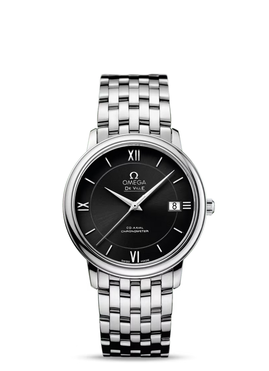 Omega De Ville Stainless Steel 36.8 MM - Stainless Steel Bracelet - Black Dial - 424.10.37.20.01.001