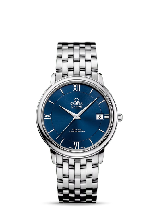 Omega De Ville Stainless Steel 36.8 MM - Stainless Steel Bracelet - Blue Dial - 424.10.37.20.03.001