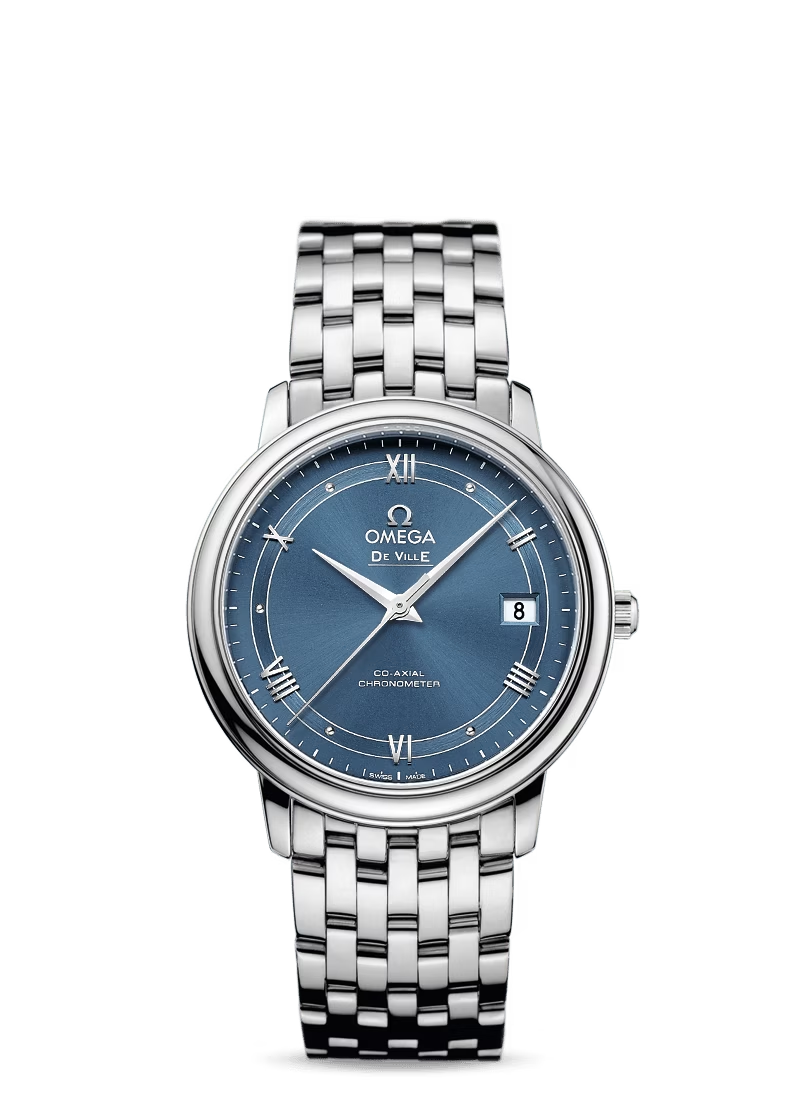 Omega De Ville Stainless Steel 36.8 MM - Stainless Steel Bracelet - Blue Dial - 424.10.37.20.03.002