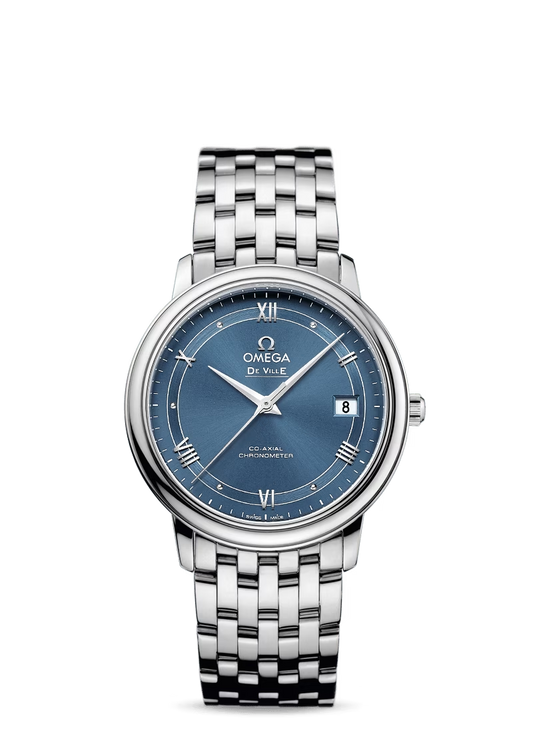 Omega De Ville Stainless Steel 36.8 MM - Stainless Steel Bracelet - Blue Dial - 424.10.37.20.03.002