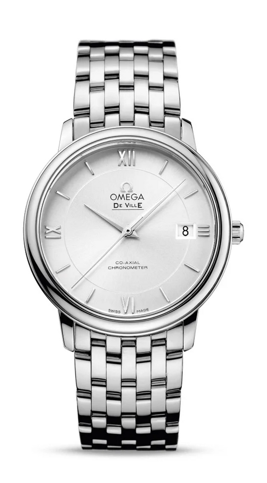 Omega De Ville Stainless Steel 36.8 MM - Stainless Steel Bracelet - White Silvery Dial - 424.10.37.20.02.001