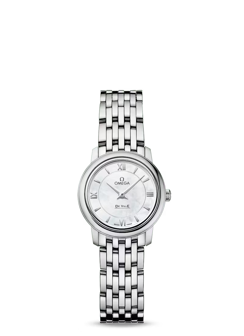 Omega De Ville Stainless Steel 24.4 MM - Stainless Steel Bracelet - White Mother-Of-Pearl Dial - 424.10.24.60.05.001