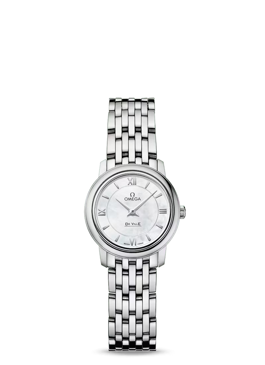 Omega De Ville Stainless Steel 24.4 MM - Stainless Steel Bracelet - White Mother-Of-Pearl Dial - 424.10.24.60.05.001