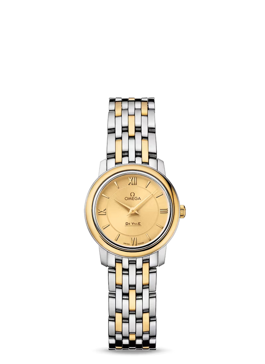 Omega De Ville Stainless Steel and Yellow Gold 24.4 MM - Stainless Steel and Yellow Gold Bracelet - Champagne Diamond Dial - 424.20.24.60.08.001