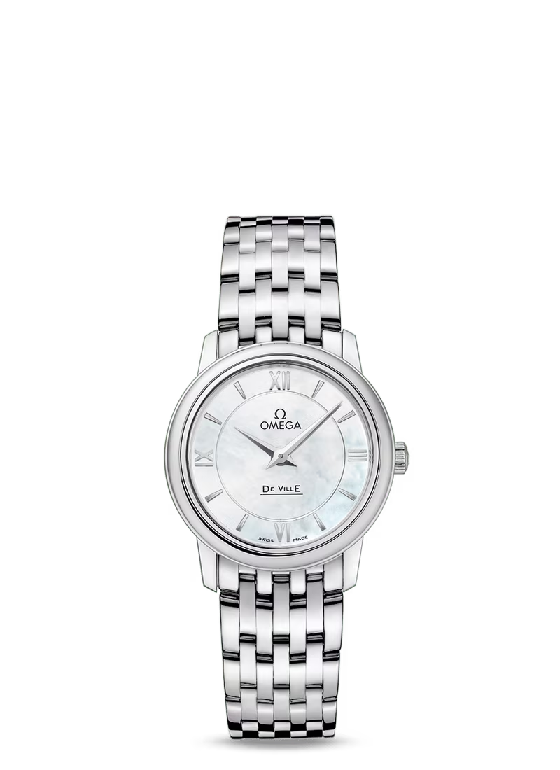 Omega De Ville Stainless Steel 27.5 MM - Stainless Steel Bracelet - White Mother-Of-Pearl Dial - 424.10.27.60.05.001
