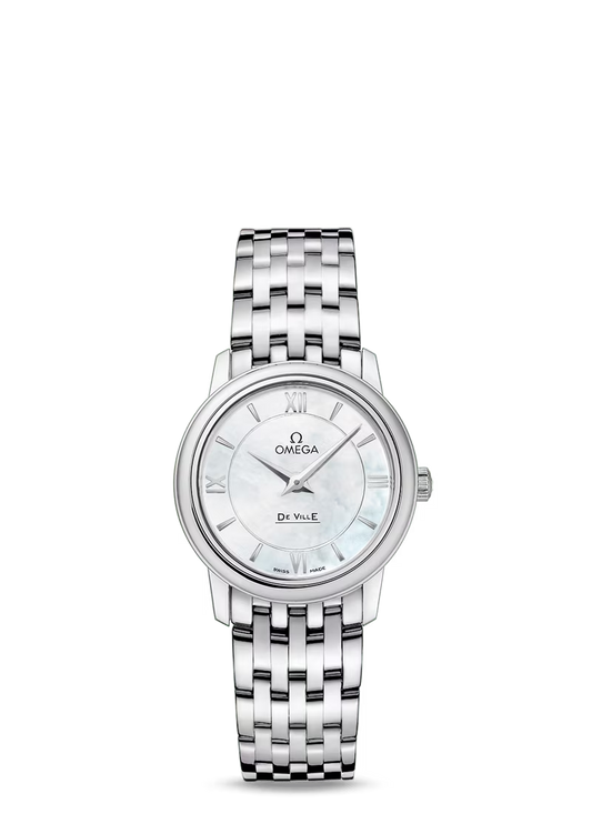 Omega De Ville Stainless Steel 27.5 MM - Stainless Steel Bracelet - White Mother-Of-Pearl Dial - 424.10.27.60.05.001