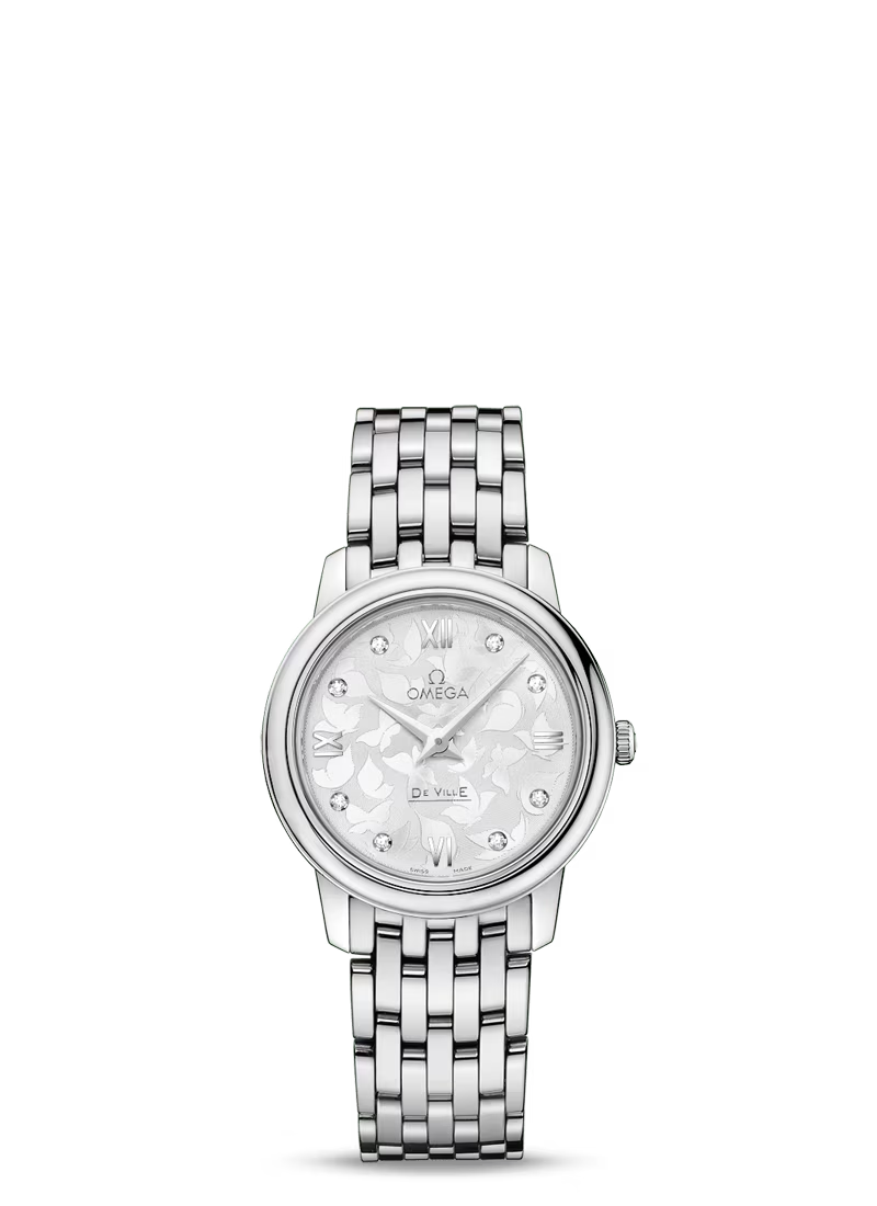 Omega De Ville Stainless Steel 27.5 MM - Stainless Steel Bracelet - White Mother -Of- Pearl Dial - 424.10.27.60.52.001