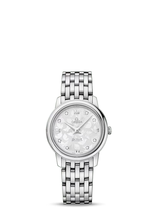 Omega De Ville Stainless Steel 27.5 MM - Stainless Steel Bracelet - White Mother -Of- Pearl Dial - 424.10.27.60.52.001