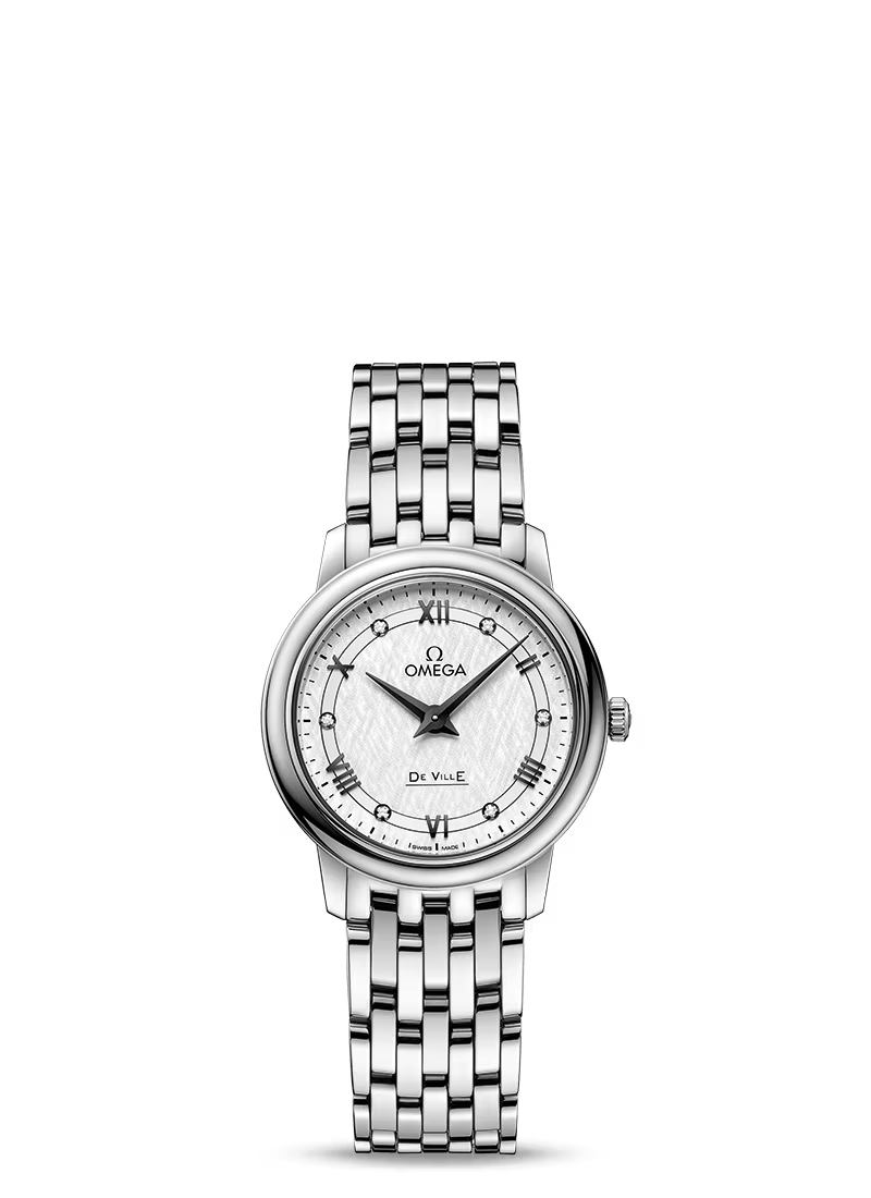 Omega De Ville Stainless Steel 27.4 MM - Stainless Steel Bracelet - Silver Dial - 424.10.27.60.52.002