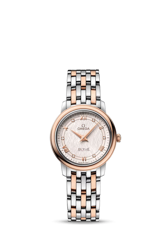 Omega De Ville Stainless Steel and Rose Gold 27.4 MM - Stainless Steel and Rose Gold Bracelet - Silver Dial - 424.20.27.60.52.003