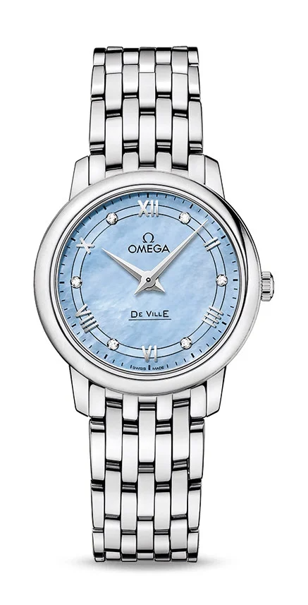 Omega De Ville Stainless Steel 27.5 MM - Stainless Steel Bracelet - Blue Mother -Of- Pearl Dial - 424.10.27.60.57.001