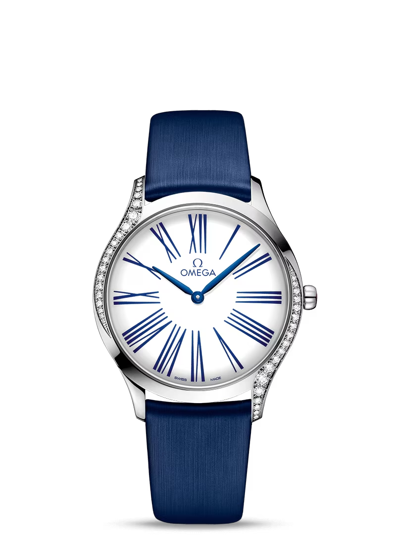 Omega De Ville Stainless Steel 36 MM - Blue Fabric Strap - White Dial - 428.17.36.60.04.001