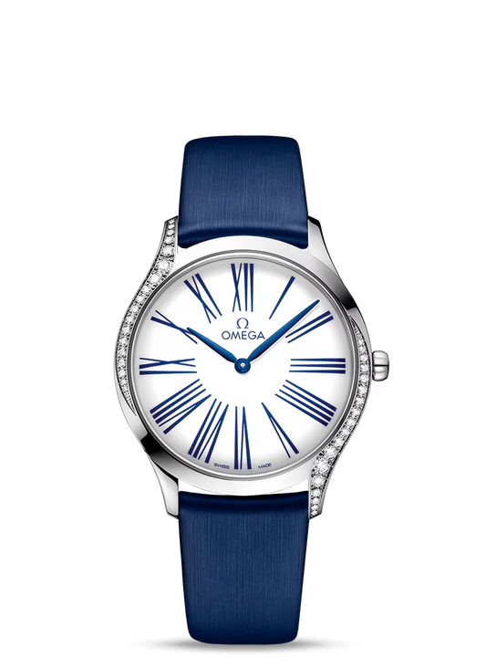 Omega De Ville Stainless Steel 36 MM - Blue Fabric Strap - White Dial - 428.17.36.60.04.001