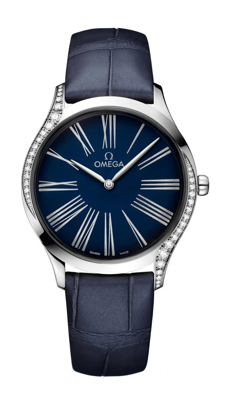 Omega De Ville Stainless Steel 36 MM - Blue Leather Strap - Blue Dial - 428.18.36.60.03.001