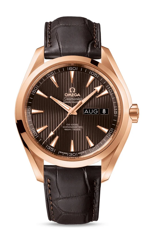 Omega Seamaster Rose Gold 43 MM - Brown Leather Strap - Grey Dial - 231.53.43.22.06.003