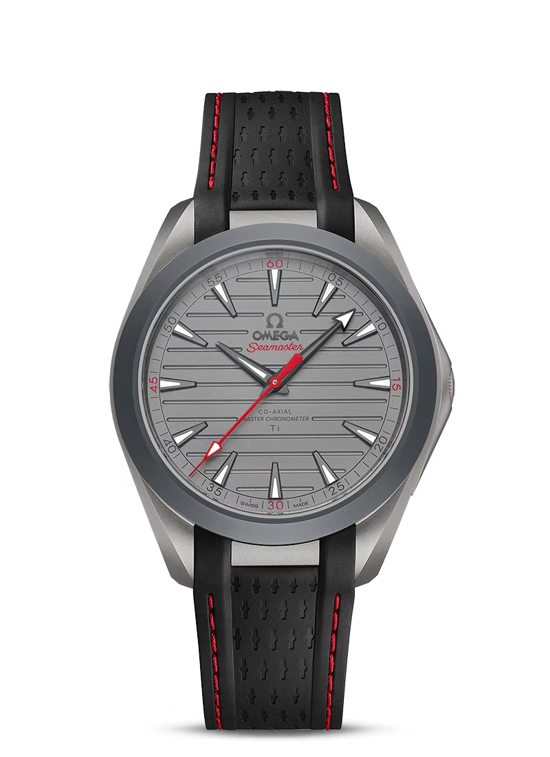 Omega Seamaster Titanium 41 MM - Black and Red Rubber Strap - Titanium Dial - 220.92.41.21.06.001