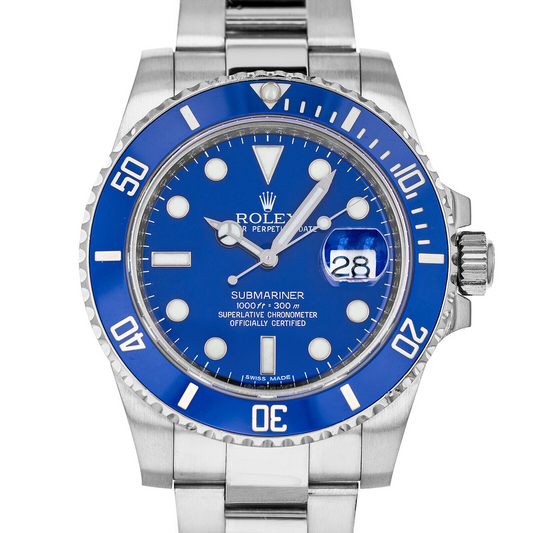 Rolex Smurf White Gold Submariner Watch 40MM - Oyster Bracelet - Blue Dial - 116619LB