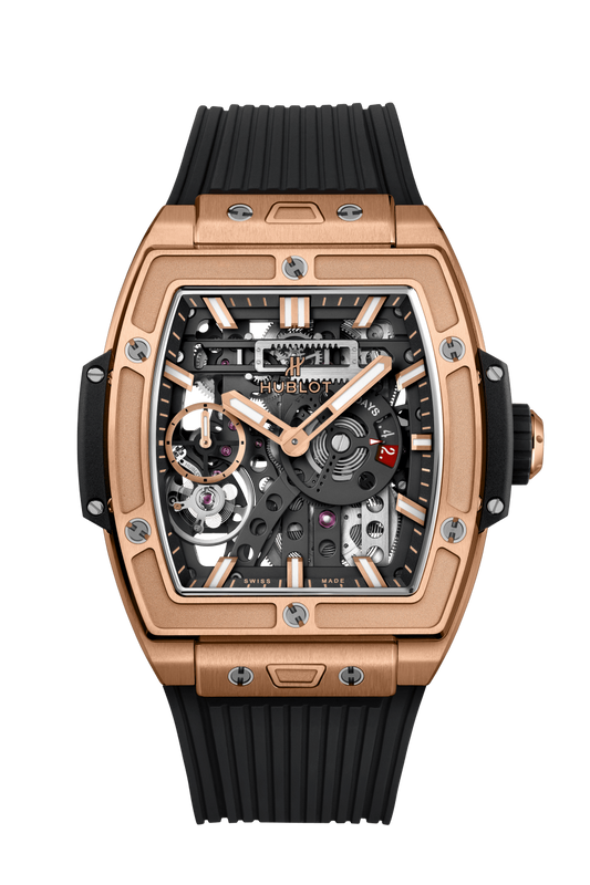 Hublot Spirit of Big Bang Meca-10 King Gold 45 MM - Black Rubber Strap - Matte Black Skeleton Dial - 614.OX.1180.RX