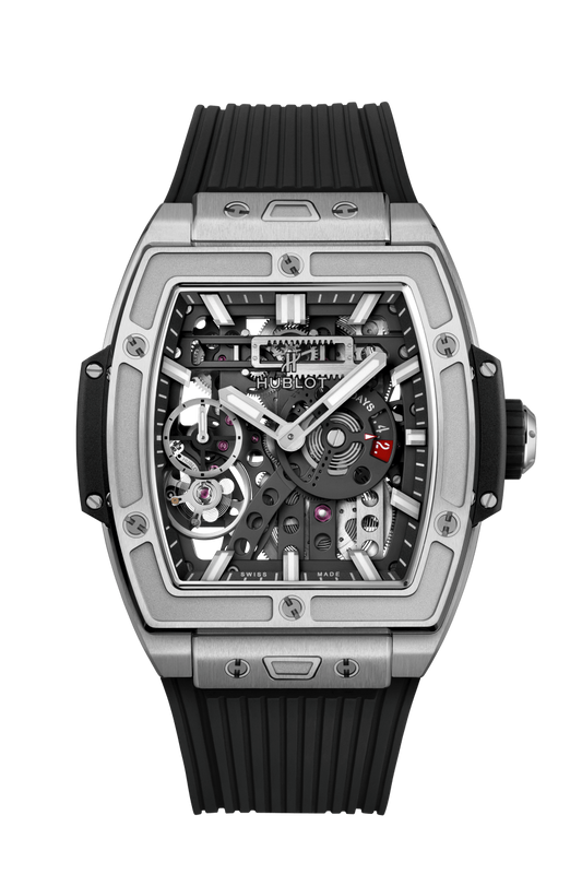 Hublot Spirit of Big Bang Meca-10 Titanium 45 MM - Black Rubber Strap - Matte Black Skeleton Dial - 614.NX.1170.RX