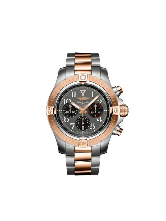 Breitling Avenger Stainless Steel and Rose Gold 45 MM - Stainless Steel and Rose Gold Bracelet - Gray Dial - UB01821A1B1U1