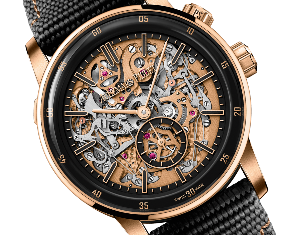 Audemars Piguet Code 11.59 Grande Sonnorie Carillon Supersonnerie Black Ceramic and Pink Gold 41 MM - Black Rubber-Coated Strap - Skeleton Dial - 26397NR.OO.D002KB.01