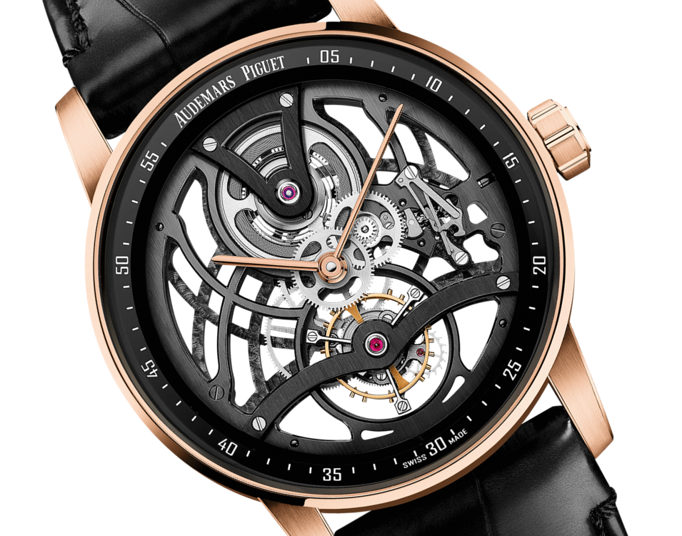 Audemars Piguet Code 11.59 Tourbillon Openworked Pink Case  41 MM - Black Leather Strap - Black Skeleton Dial - Pink Gold Bezel - 26600OR.OO.D002CR.01